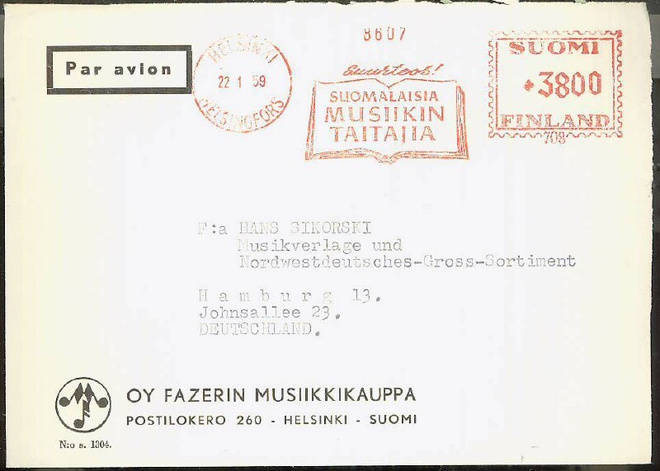 musiikki - 1959 lentokirje Saksaan - frank.leima Fazer