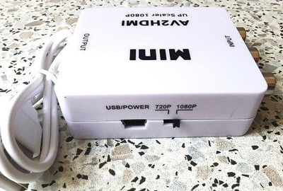 Mini RCA AV Composite (in) to HDMI (out) Audio Video Adapter