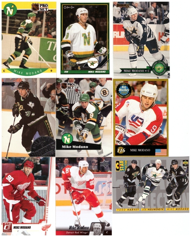 9 x MIKE MODANO Stars, Red Wings, Team USA