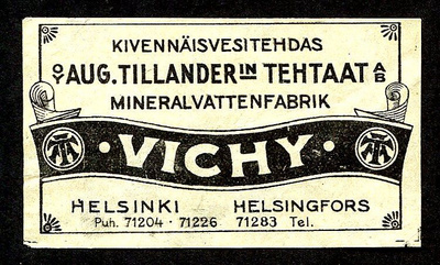 VICHY, oy AUG. TINLANDERIN TEHTAAT, HELSINKI