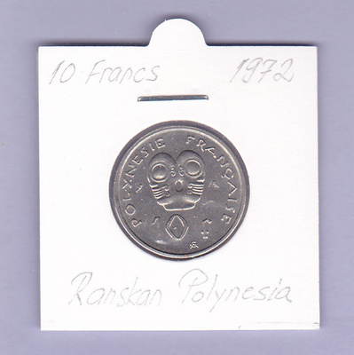 Ranskan Polynesia 10 Francs v.1972 KM#8