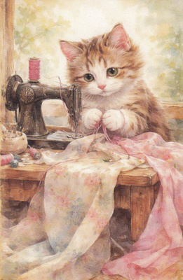Kissa ompelee