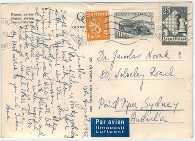 M30 1952 lentopostikortti Australiaan