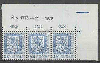 1975 60p sininen leijona 3-rivilö nrolla 1775 ++