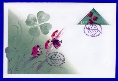 FDC – FINLANDIA 95, Leppäkerttu, kolmiom. 10.5.1994 L. 1250
