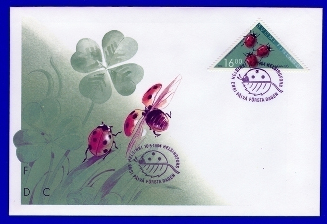 FDC – FINLANDIA 95, Leppäkerttu, kolmiom. 10.5.1994 L. 1250