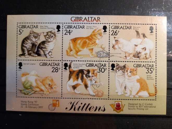 KISSAT eläinaiheinen blokki GIBRALTAR 1997 **