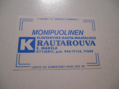 TT Etiketti K-Rautarouva Kyyjärvi