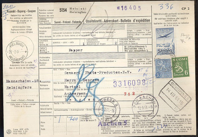 1961 postipaketti Belgiaan