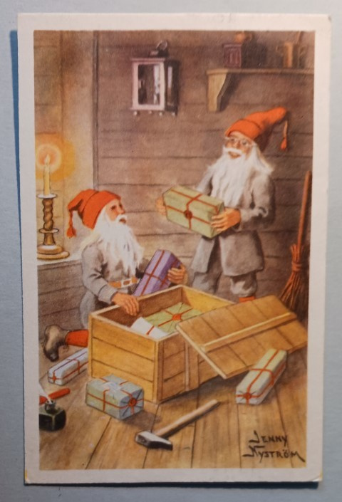 Jenny Nyström: Tontut, arkusta paketteja, p. 1952, Tubi-jm