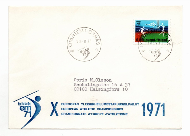 Otaniemi: Yleisurheilun EM-kisat (erikoisleima 10.8.1971)