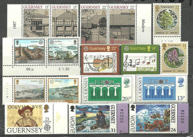 GUERNSEY EUROPA CEPT -merkkejä levyllinen **