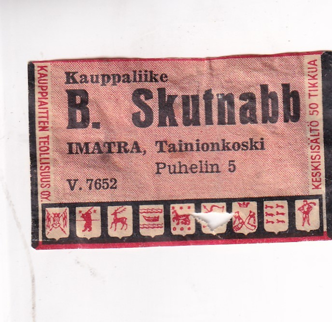 Imatra, Tainionkoski , V. 7652, B. Skutnabb,  6/16