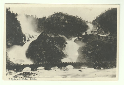 Vanha postikortti: Låtefossen, Norja