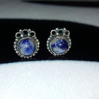 Vintage Hopea lapis lazuli kivi korvakorut 925 - pikkukuva 1