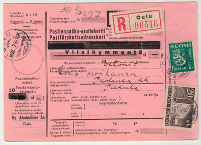 M30 1946 kirjattu postiennakko-asiakirjoja