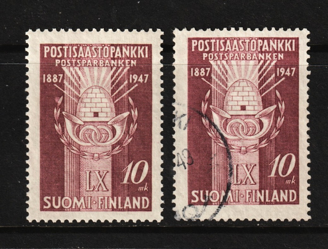 1947 Postisäästöpankki 60v merkit leimattu ja **