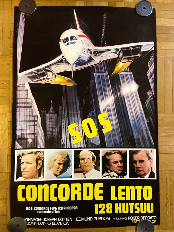 Vanha elokuvajuliste: S0S Concorde lento 128 kutsuu