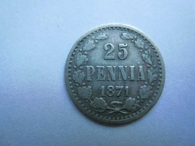 25 penniä 1871 hopeaa