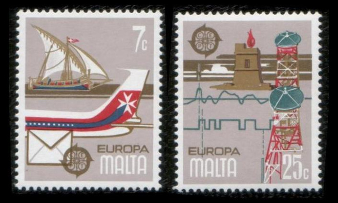 Malta 594-5 ** Europa posti- ja telehistoria (1979)