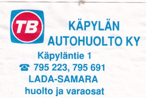 Käpylän Autohuoltamo ky. TB- Lada - Samara .  s96