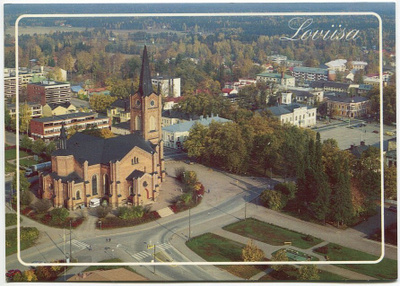 Loviisa Kirkko & keskustaa, ilmakuva 1980-luku