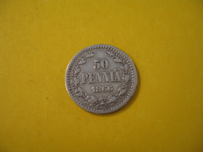 50 penniä 1866 - hopeaa