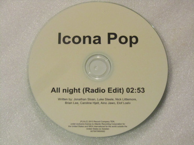 Icona Pop • All Night PROMO CDr-Single