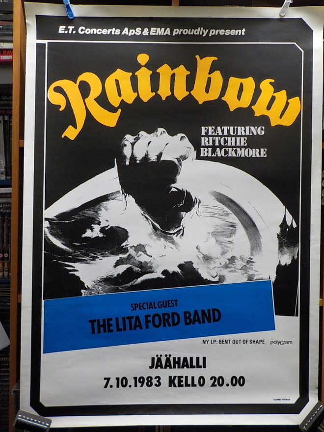 RAINBOW  RITCHIE BLACKMORE JÄÄHALLI -83 ISO KEIKKAJULISTE