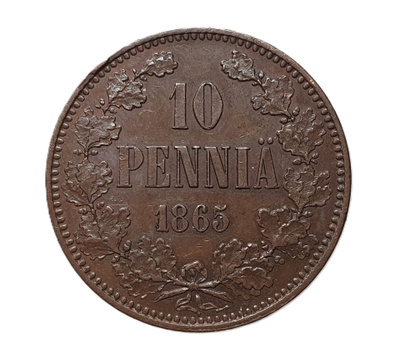 10 Penniä 1865 - Hyväkuntoinen!