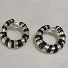 vintage Cabochon korvakorut emaloitu silver plated - pikkukuva 1