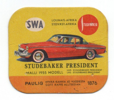 Kahvilappu Paulig STUDEBAKER PRESIDENT
