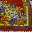 Retro iso kukkahuivi 90 cm  x 90 cm + hapsut - pikkukuva 3