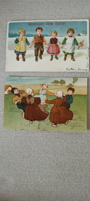 Antiikkikortti 2 kpl: Lapset/ kulkeneet v. 1905