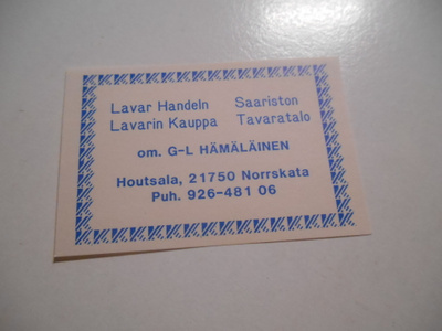TT Etiketti Lavarin Kauppa Houtsala