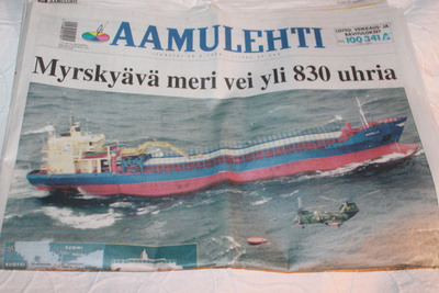 Aamulehti 29.9. 1994 Estonia -laivan tuho