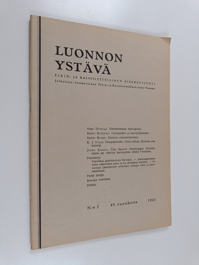Luonnon ystävä 2/1945 : Suomalaisen eläin- ja kasvitietee...