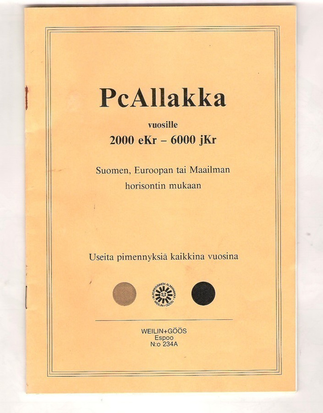 Pc Allakka, vuosille  2000 eKr - 6000 jKr.......1991.