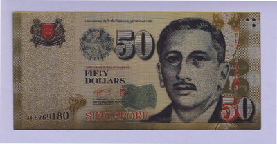 Singapore 50 Dollars v.2010 UNC kullattu (muoviseteli)