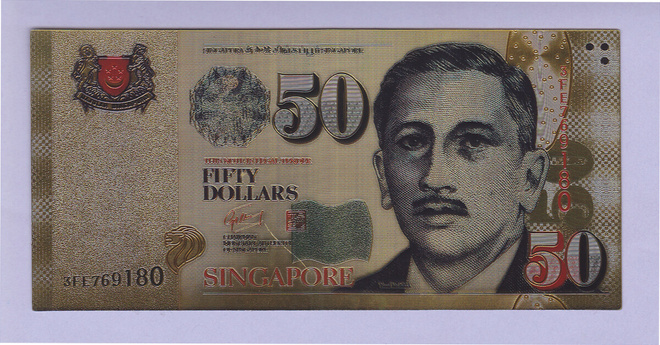 Singapore 50 Dollars v.2010 UNC kullattu (muoviseteli)