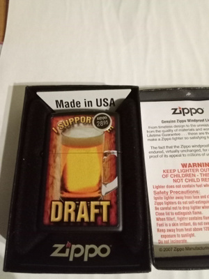 Zippo I Support Draft Uusi ja Aito