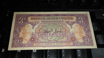 British Armed Forces 3 Pence 1946 PM9 F-VF
