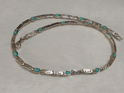Greek Key, Hopea kaulakoru turkoosi kivi 925