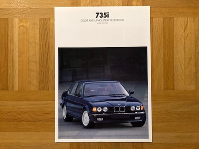 Esite BMW E32 735i 7-sarja värikartta 1987 700-sarja