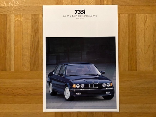 Esite BMW E32 735i 7-sarja värikartta 1987 700-sarja