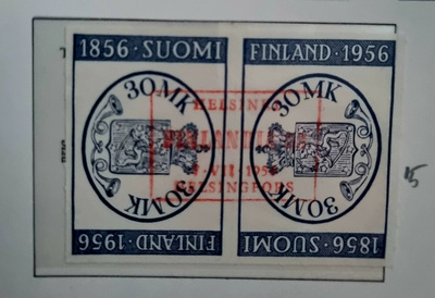 LaPe 457- Suomen postimerkki 100 vuotta päikköpari - o
