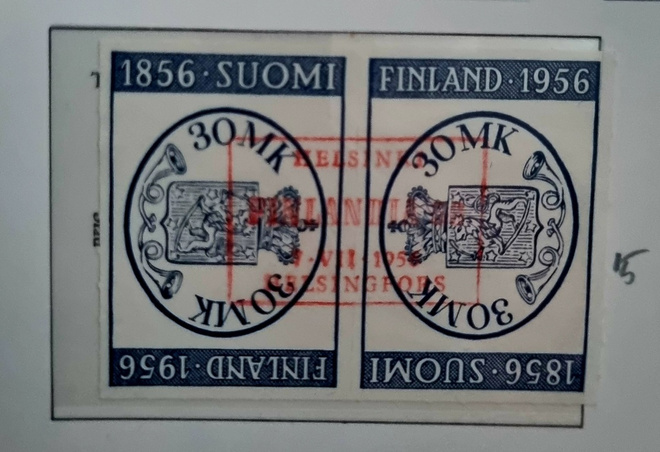 LaPe 457- Suomen postimerkki 100 vuotta päikköpari - o