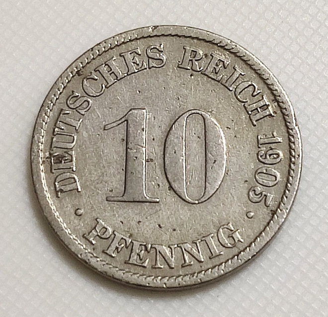 Saksa 10 Pfennig 1905D