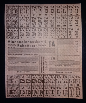 HINNANALENNUSKORTTI SOTA AJALTA H-0956