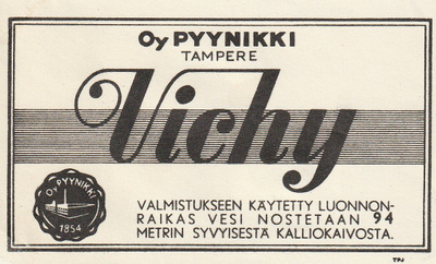VANHA JUOMAETIKETTI - VICHY PYYNIKKI TAMPERE (K11-S86)